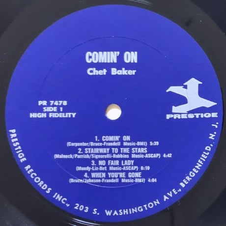 CHET BAKER - Comin' On (PRESTIGE PR7478)