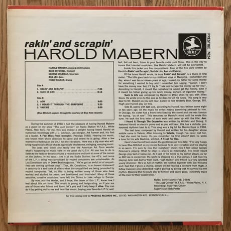 HAROLD MABERN - Rakin' and Scrapin' (PRESTIGE PRST7624)