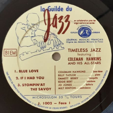 COLEMAN HAWKINS - Timeless Jazz (JAZZTONE J-1002)