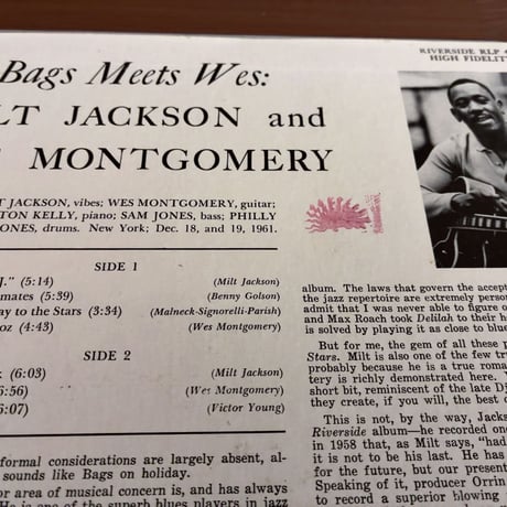 MILT JACKSON & WES MONTGOMERY - Bags Meets Wes! (RIVERSIDE RLP407)
