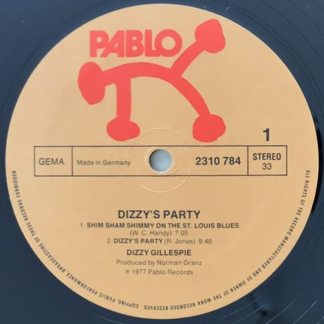 DIZZY GILLESPIE - Dizzy's Party (PABLO 2310 784)