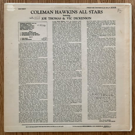 COLEMAN HAWKINS - feat. Joe Thomas & Vic Dickenson (SWINGVILLE SVLP2005)