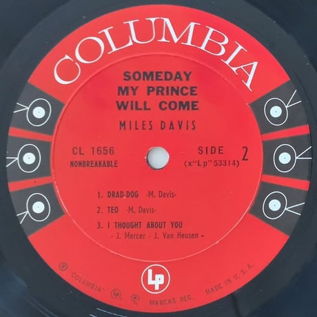 MILES DAVIS - Someday My Prince Will Come (COLUMBIA CL1656)