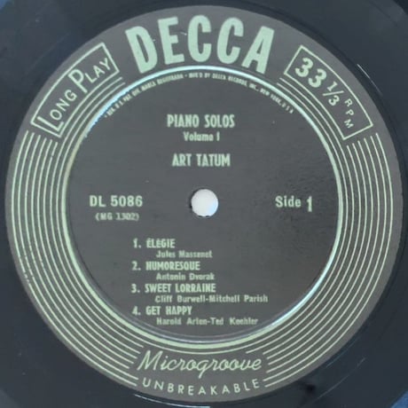 ART TATUM - Piano Solos Volume One (DECCA DL5086)