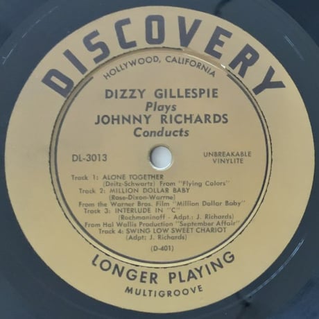 DIZZY GILLESPIE - Plays Johnny Richards Conducts (DISCOVERY DK-3013)