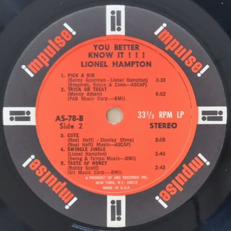 LIONEL HAMPTON - You Better Know It!!! (impulse! AS-78)