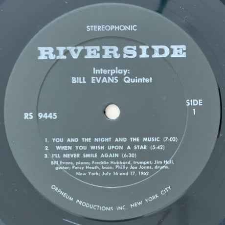 BILL EVANS - Interplay (RIVERSIDE RS9445) Orpheum
