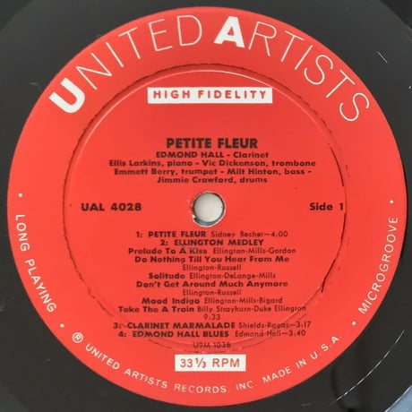 EDMOND HALL - Petite Fleur (UNITED ARTISTS UAL4028)