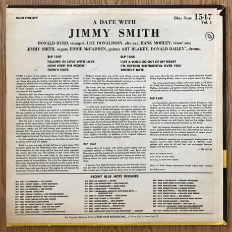 JIMMY SMITH - a Date with Jimmy Smith Vol.1 (BLUE NOTE BLP1547)
