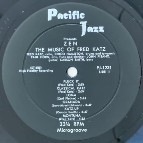 FRED KATZ with PAUL HORN - Zen (PACIFIC JAZZ PJ-1231)