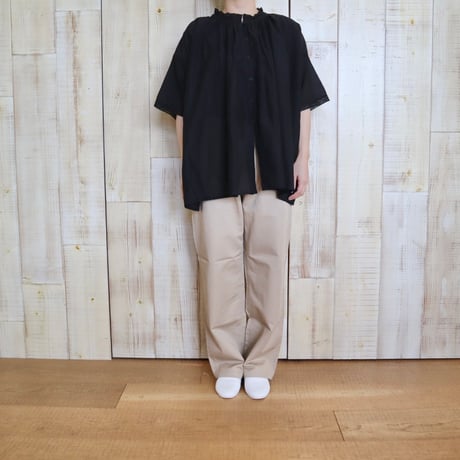 SOIL レース&ループボタンギャザースモックブラウス