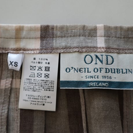 o'neil of dublin リネンチェックスカート