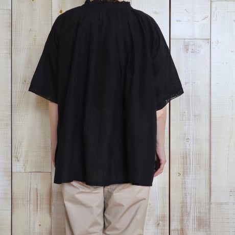SOIL レース&ループボタンギャザースモックブラウス