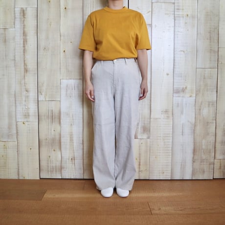 caqu リネンストレッチワイドパンツ