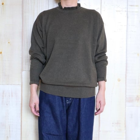 Nouvelles du paradis ムーコットンフリルネックニット
