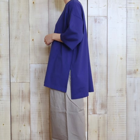 TRAVAIL MANUEL ミディ天竺ビッグスリットTシャツ