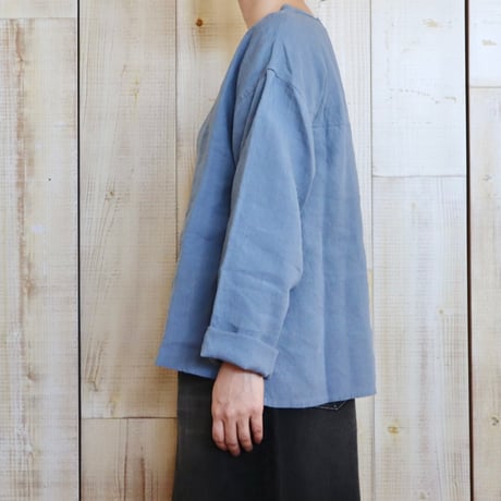 TISSU トリプルワッシャーリネンコットンバックボタン長袖シャツ