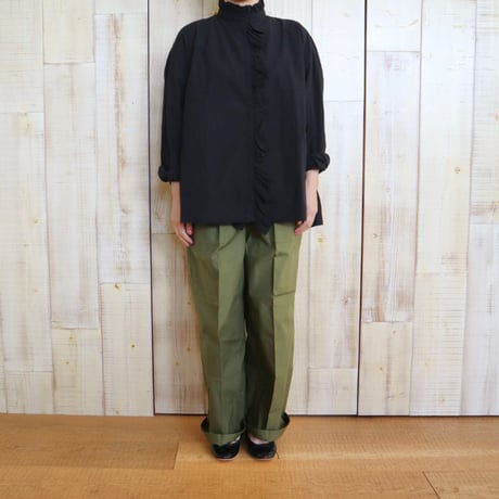 ichi ブロード2way前開きフリルブラウス