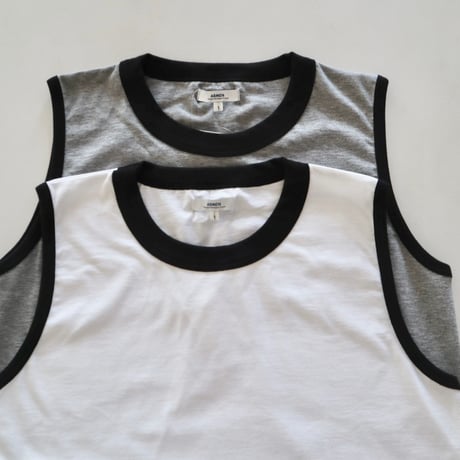 ARMEN コットンジャージクルーネックノースリーブリンガーTシャツ