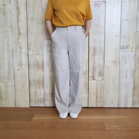 caqu リネンストレッチワイドパンツ