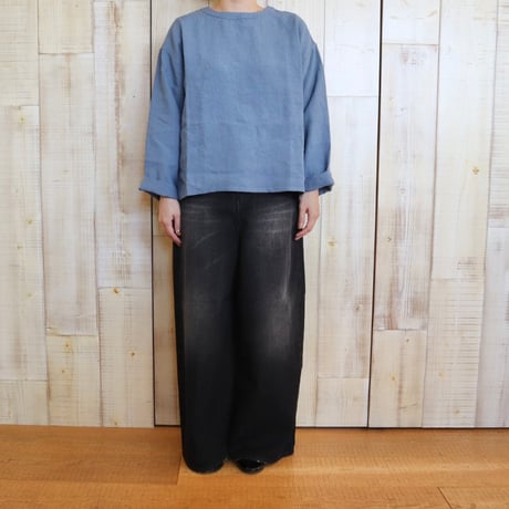 TISSU トリプルワッシャーリネンコットンバックボタン長袖シャツ