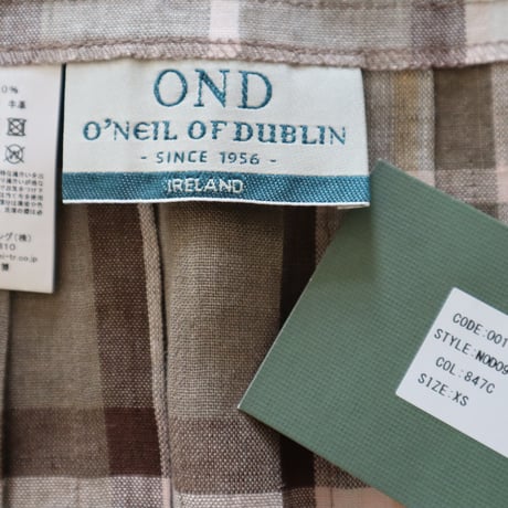 o'neil of dublin リネンチェックスカート