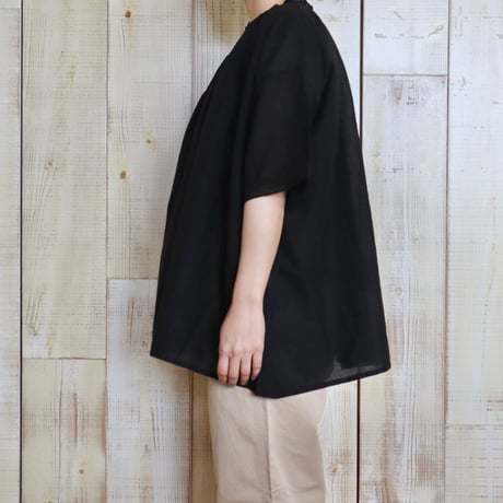 SOIL レース&ループボタンギャザースモックブラウス