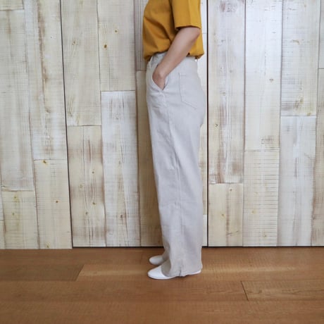 caqu リネンストレッチワイドパンツ