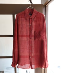 1990s-2000s "BARNEYS NEWYORK" l/s linen checked shirt