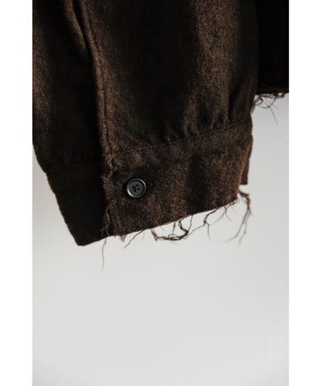 ANCELLM SHRINK WOOL ZIP-UP SHIRT JACKET