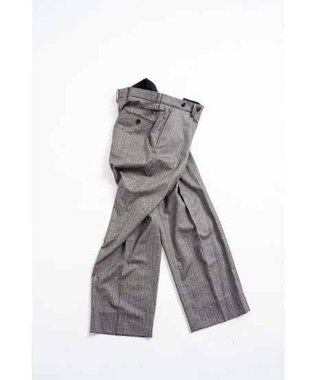 ULTERIOR W/S HERRINGBONE STRIPE TUCKED TROUSERS
