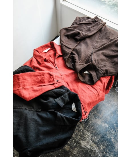 ANCELLM SHRINK WOOL ZIP-UP SHIRT JACKET