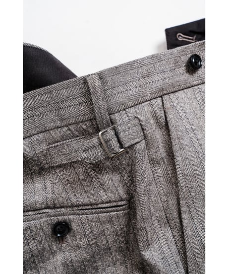 ULTERIOR W/S HERRINGBONE STRIPE TUCKED TROUSERS