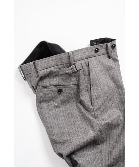 ULTERIOR W/S HERRINGBONE STRIPE TUCKED TROUSERS