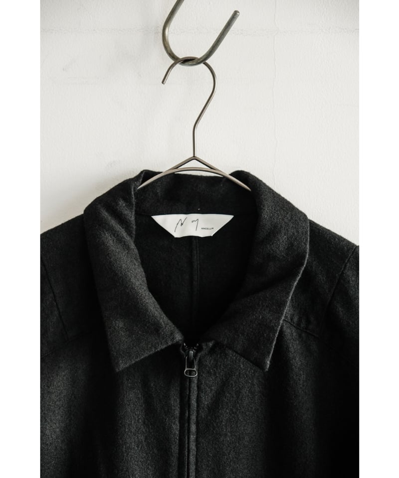 ANCELLM SHRINK WOOL ZIP-UP SHIRT JACKET | Muste