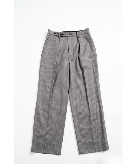 ULTERIOR W/S HERRINGBONE STRIPE TUCKED TROUSERS