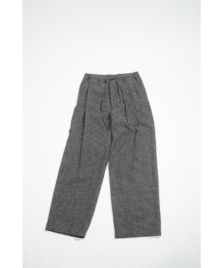 ULTERIOR WOOL SILK CHECK DRAWSTRING PANTS