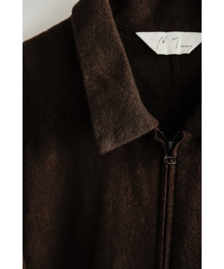 ANCELLM SHRINK WOOL ZIP-UP SHIRT JACKET