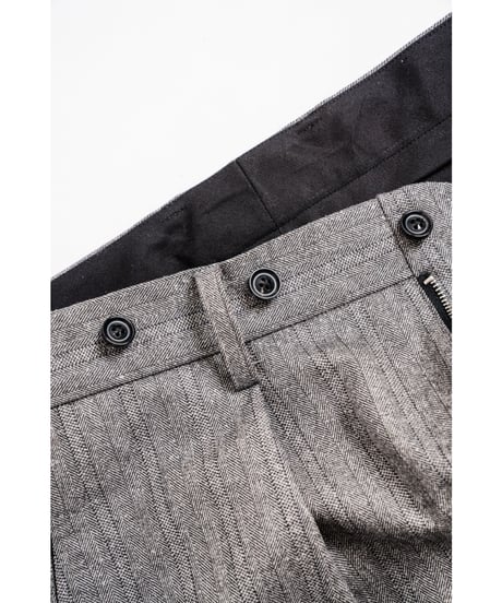 ULTERIOR W/S HERRINGBONE STRIPE TUCKED TROUSERS