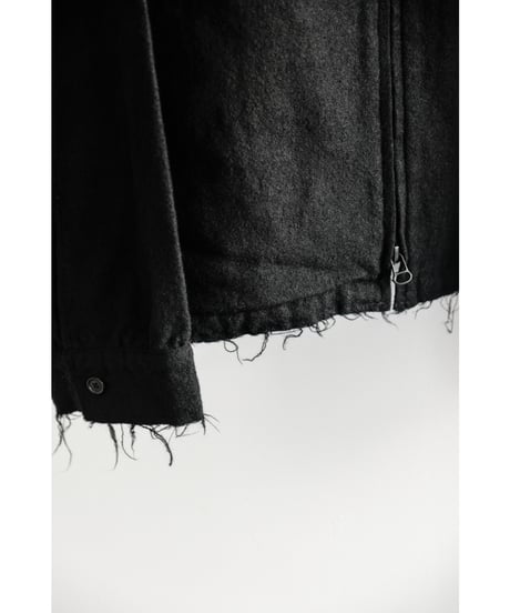 ANCELLM SHRINK WOOL ZIP-UP SHIRT JACKET