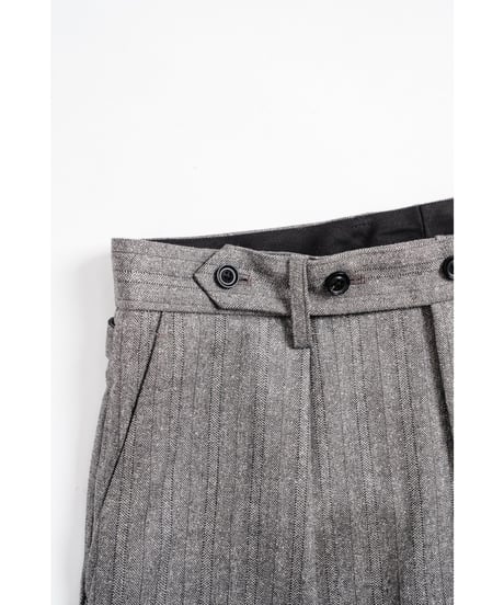 ULTERIOR W/S HERRINGBONE STRIPE TUCKED TROUSERS
