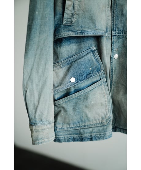 ANCELLM AGING DENIM HALF JACKET