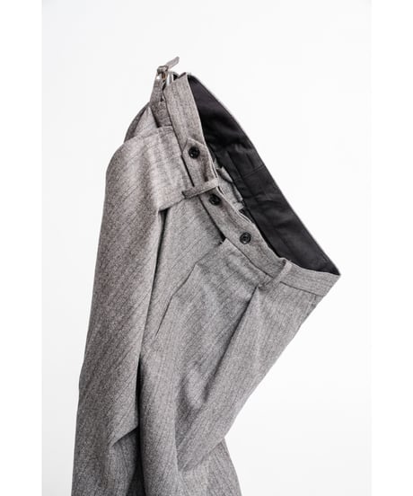 ULTERIOR W/S HERRINGBONE STRIPE TUCKED TROUSERS