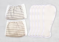 【安心セット（Lサイズ）】おむつカバー 2枚 吸水布パッド5枚（ポーチ付）GOMA/KINAKO