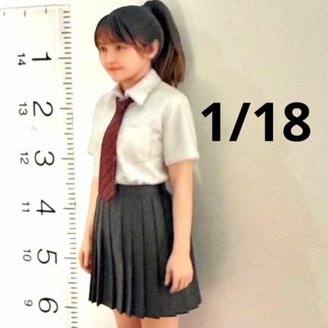 1/18 フィギュア　女子高生　直立　完成品　ミニカーに　リアルフィギュア　ミニチュアイメージ　３Dフィギュア