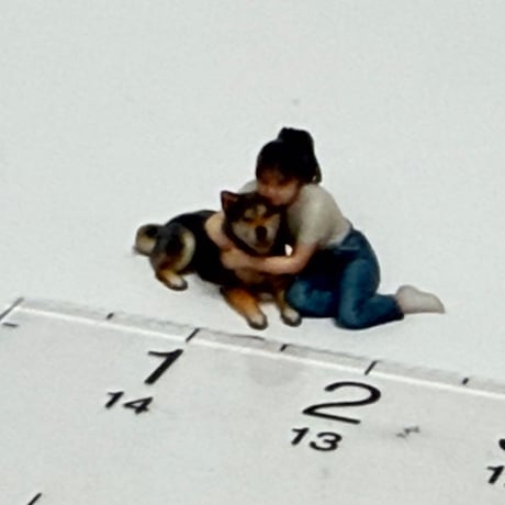 1/64 フィギュア　お姉さんとぽん太　ミニカーに　トミカに　ミニチュア　完成品