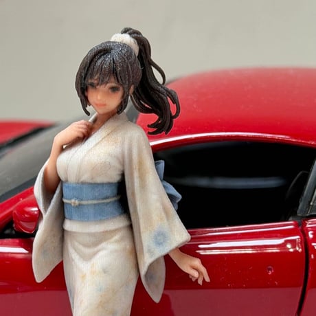 1/24 8001-02 フィギュア　完成品　リアルフィギュア　ミニカーに　ジオラマに　ミニチュアイメージ　着物　浴衣