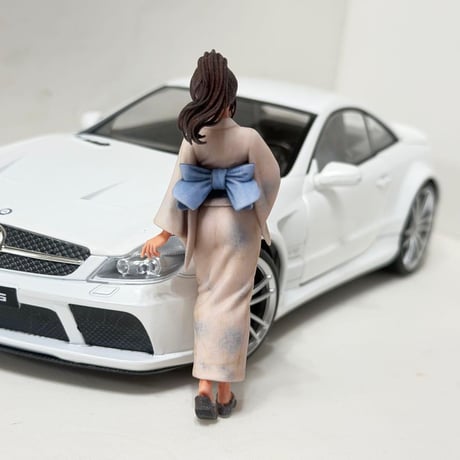 フィギュア 8001-02 1/18 ミニカーに ミニチュア　着物　浴衣　ドールハウスに　ジオラマに　リアルフィギュア　３Dフィギュア　ミニチュアイメージ