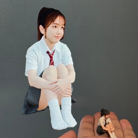 1/24 フィギュア　女子高生　体育座り　完成品　ミニチュア　ミニチュアイメージ　リアルフィギュア　３Dフィギュア