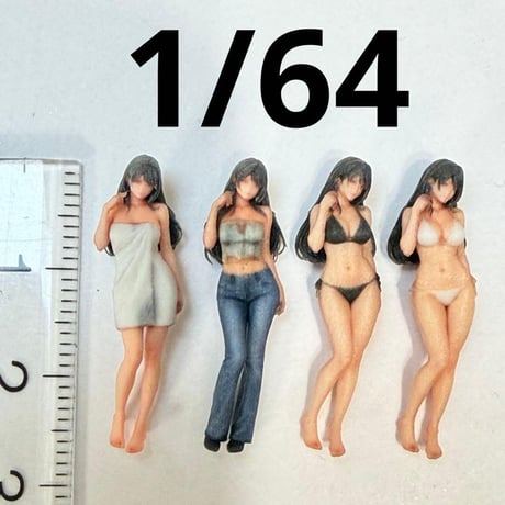 1/64 フィギュア 4体セット ミニチュア ジオラマに　トミカに　ミニチュアイメージ　リアルフィギュア